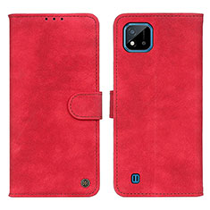 Funda de Cuero Cartera con Soporte Carcasa N03P para Realme C20A Rojo