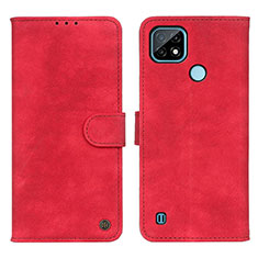 Funda de Cuero Cartera con Soporte Carcasa N03P para Realme C21 Rojo