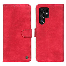 Funda de Cuero Cartera con Soporte Carcasa N03P para Samsung Galaxy S21 Ultra 5G Rojo