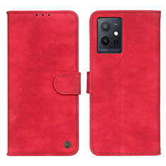 Funda de Cuero Cartera con Soporte Carcasa N03P para Vivo T1 5G India Rojo