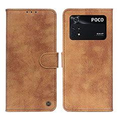 Funda de Cuero Cartera con Soporte Carcasa N03P para Xiaomi Poco M4 Pro 4G Marron