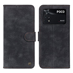 Funda de Cuero Cartera con Soporte Carcasa N03P para Xiaomi Poco M4 Pro 4G Negro