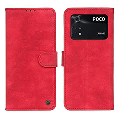 Funda de Cuero Cartera con Soporte Carcasa N03P para Xiaomi Poco M4 Pro 4G Rojo