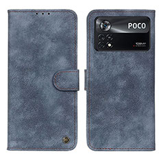 Funda de Cuero Cartera con Soporte Carcasa N03P para Xiaomi Poco X4 Pro 5G Azul