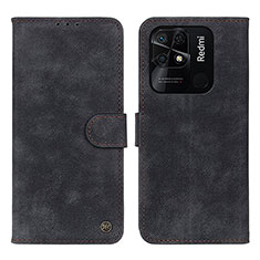 Funda de Cuero Cartera con Soporte Carcasa N03P para Xiaomi Redmi 10 India Negro