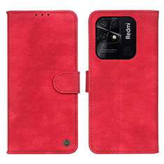 Funda de Cuero Cartera con Soporte Carcasa N03P para Xiaomi Redmi 10 India Rojo