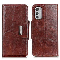 Funda de Cuero Cartera con Soporte Carcasa N04P para Motorola Moto E32s Marron