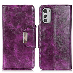 Funda de Cuero Cartera con Soporte Carcasa N04P para Motorola Moto E32s Morado