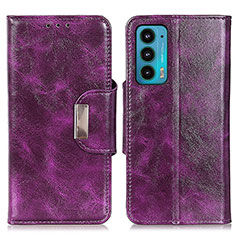 Funda de Cuero Cartera con Soporte Carcasa N04P para Motorola Moto Edge 20 5G Morado