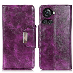 Funda de Cuero Cartera con Soporte Carcasa N04P para OnePlus 10R 5G Morado