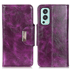 Funda de Cuero Cartera con Soporte Carcasa N04P para OnePlus Nord 2 5G Morado