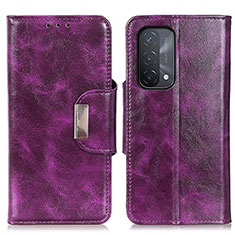 Funda de Cuero Cartera con Soporte Carcasa N04P para Oppo A54 5G Morado