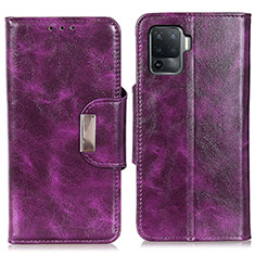 Funda de Cuero Cartera con Soporte Carcasa N04P para Oppo A94 4G Morado