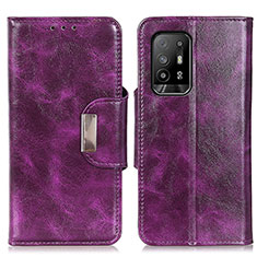 Funda de Cuero Cartera con Soporte Carcasa N04P para Oppo A95 5G Morado