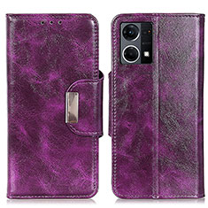 Funda de Cuero Cartera con Soporte Carcasa N04P para Oppo F21s Pro 4G Morado