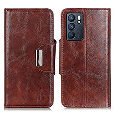 Funda de Cuero Cartera con Soporte Carcasa N04P para Oppo Reno6 5G Marron