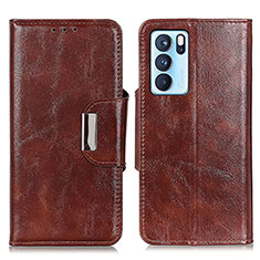 Funda de Cuero Cartera con Soporte Carcasa N04P para Oppo Reno6 Pro 5G India Marron