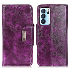 Funda de Cuero Cartera con Soporte Carcasa N04P para Oppo Reno6 Pro 5G India Morado