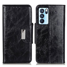 Funda de Cuero Cartera con Soporte Carcasa N04P para Oppo Reno6 Pro 5G India Negro