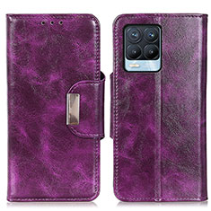 Funda de Cuero Cartera con Soporte Carcasa N04P para Realme 8 4G Morado