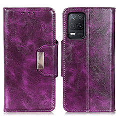 Funda de Cuero Cartera con Soporte Carcasa N04P para Realme 8 5G Morado