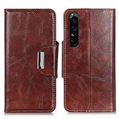 Funda de Cuero Cartera con Soporte Carcasa N04P para Sony Xperia 1 III Marron