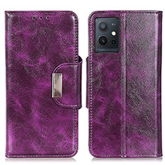 Funda de Cuero Cartera con Soporte Carcasa N04P para Vivo iQOO Z6 5G Morado