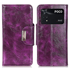 Funda de Cuero Cartera con Soporte Carcasa N04P para Xiaomi Poco M4 Pro 4G Morado