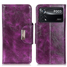 Funda de Cuero Cartera con Soporte Carcasa N04P para Xiaomi Poco X4 Pro 5G Morado