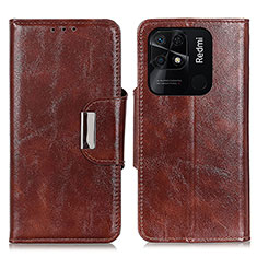 Funda de Cuero Cartera con Soporte Carcasa N04P para Xiaomi Redmi 10 Power Marron