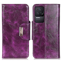 Funda de Cuero Cartera con Soporte Carcasa N04P para Xiaomi Redmi K50 5G Morado