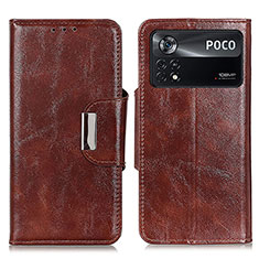 Funda de Cuero Cartera con Soporte Carcasa N04P para Xiaomi Redmi Note 11E Pro 5G Marron