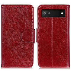 Funda de Cuero Cartera con Soporte Carcasa N05P para Google Pixel 7a 5G Rojo