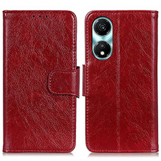 Funda de Cuero Cartera con Soporte Carcasa N05P para Huawei Honor X5 Plus Rojo