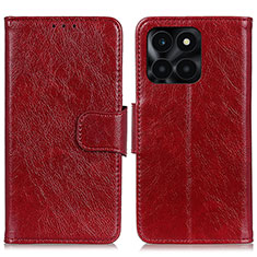 Funda de Cuero Cartera con Soporte Carcasa N05P para Huawei Honor X6a Rojo