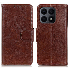 Funda de Cuero Cartera con Soporte Carcasa N05P para Huawei Honor X8a 4G Marron