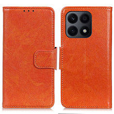 Funda de Cuero Cartera con Soporte Carcasa N05P para Huawei Honor X8a 4G Naranja