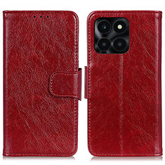 Funda de Cuero Cartera con Soporte Carcasa N05P para Huawei Honor X8b Rojo