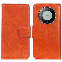 Funda de Cuero Cartera con Soporte Carcasa N05P para Huawei Mate 60 Naranja