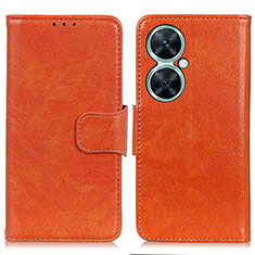 Funda de Cuero Cartera con Soporte Carcasa N05P para Huawei Nova 11i Naranja