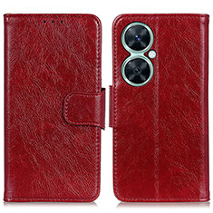 Funda de Cuero Cartera con Soporte Carcasa N05P para Huawei Nova 11i Rojo