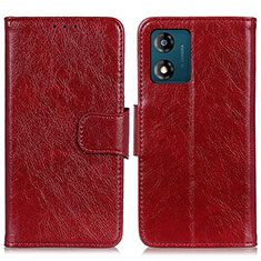 Funda de Cuero Cartera con Soporte Carcasa N05P para Motorola Moto E13 Rojo