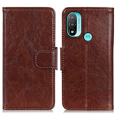 Funda de Cuero Cartera con Soporte Carcasa N05P para Motorola Moto E20 Marron