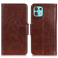 Funda de Cuero Cartera con Soporte Carcasa N05P para Motorola Moto Edge 20 Lite 5G Marron