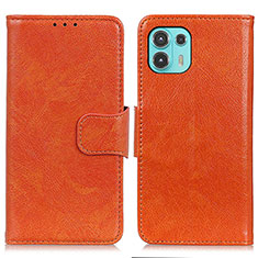 Funda de Cuero Cartera con Soporte Carcasa N05P para Motorola Moto Edge 20 Lite 5G Naranja