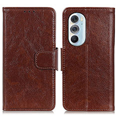 Funda de Cuero Cartera con Soporte Carcasa N05P para Motorola Moto Edge 30 Pro 5G Marron