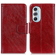 Funda de Cuero Cartera con Soporte Carcasa N05P para Motorola Moto Edge 30 Pro 5G Rojo