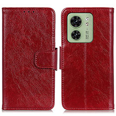 Funda de Cuero Cartera con Soporte Carcasa N05P para Motorola Moto Edge 40 5G Rojo