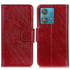 Funda de Cuero Cartera con Soporte Carcasa N05P para Motorola Moto Edge 40 Neo 5G Rojo