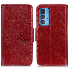 Funda de Cuero Cartera con Soporte Carcasa N05P para Motorola Moto Edge S Pro 5G Rojo